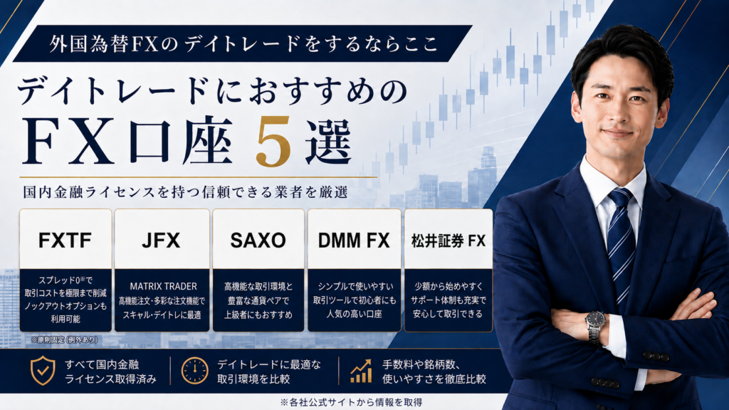 FXTF、JFX、DMMFX、SAXO、松井FXを比較