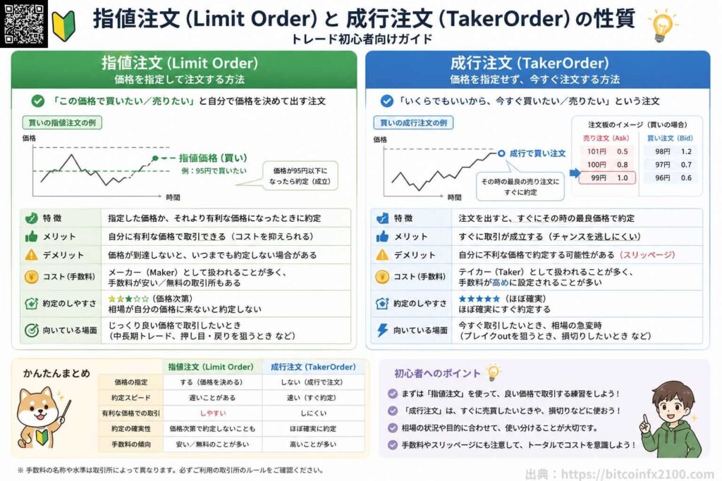 指値注文と成行注文の性質